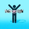 Illustration of a human standing with a DNA strand circling the human. Image by Michael Vincent.