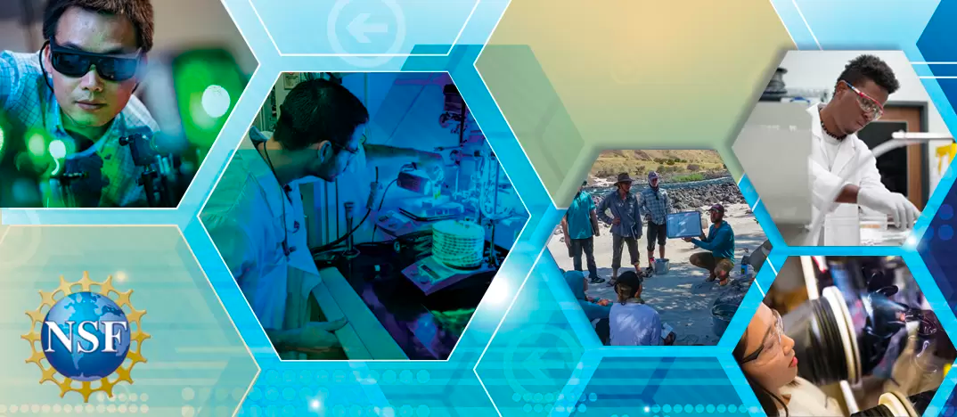 Collage of images of scientists in tech centers from National Science Foundation