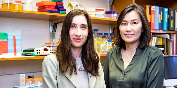 From left, doctoral candidate Jennifer Walters and molecular and integrative physiology professor Hee Jung Chung pose for photo in the Chung Lab.