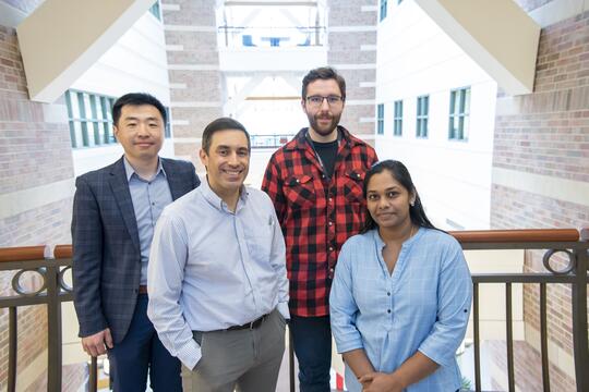 (From left) Pengfei Song, Dan Llano, Matthew Lowerison, and Nathiya Chandra Sekaran received federal funding to develop ultrasound imaging methods for studying the neurovascular changes underlying Alzheimer's disease.