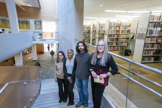 (From left) Shuk Han Ng, a visiting research data manager; Giavanna McCall, a graduate student in educational psychology; Ilber Manavbasi, a research staff member; and Liz Stine-Morrow, a Professor Emerita in educational psychology.