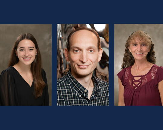 Three headshots; two women and one man.