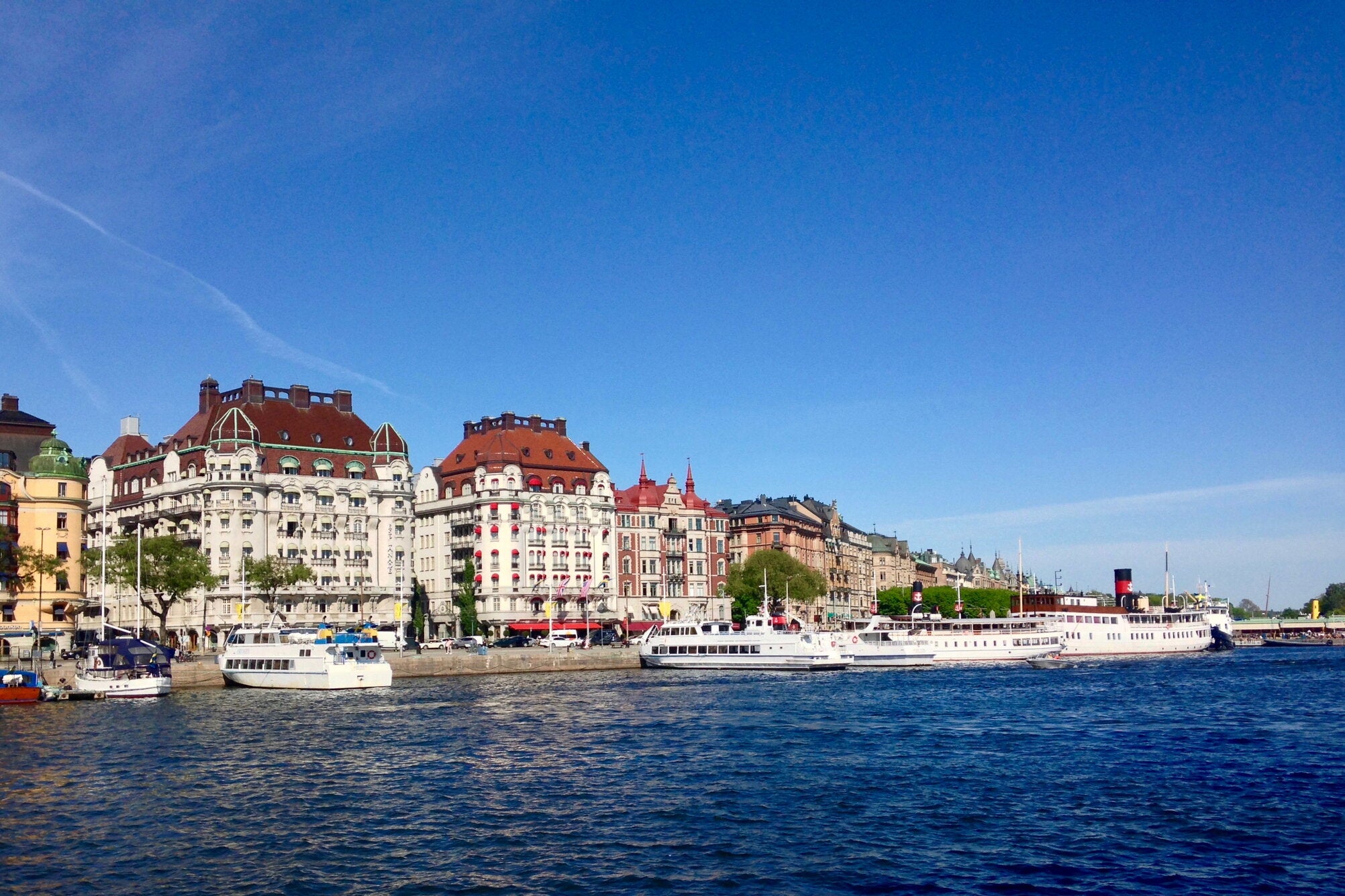 Seaside view of Stockholm during the day.