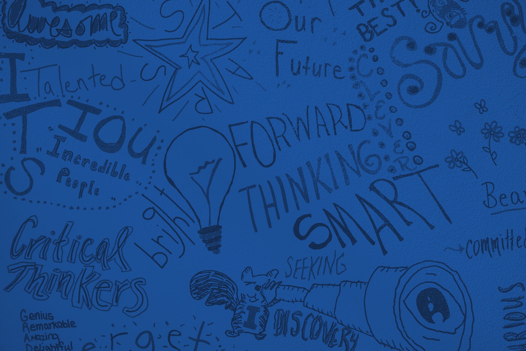 collage of inspirational words: forward thinking, smart, savvy