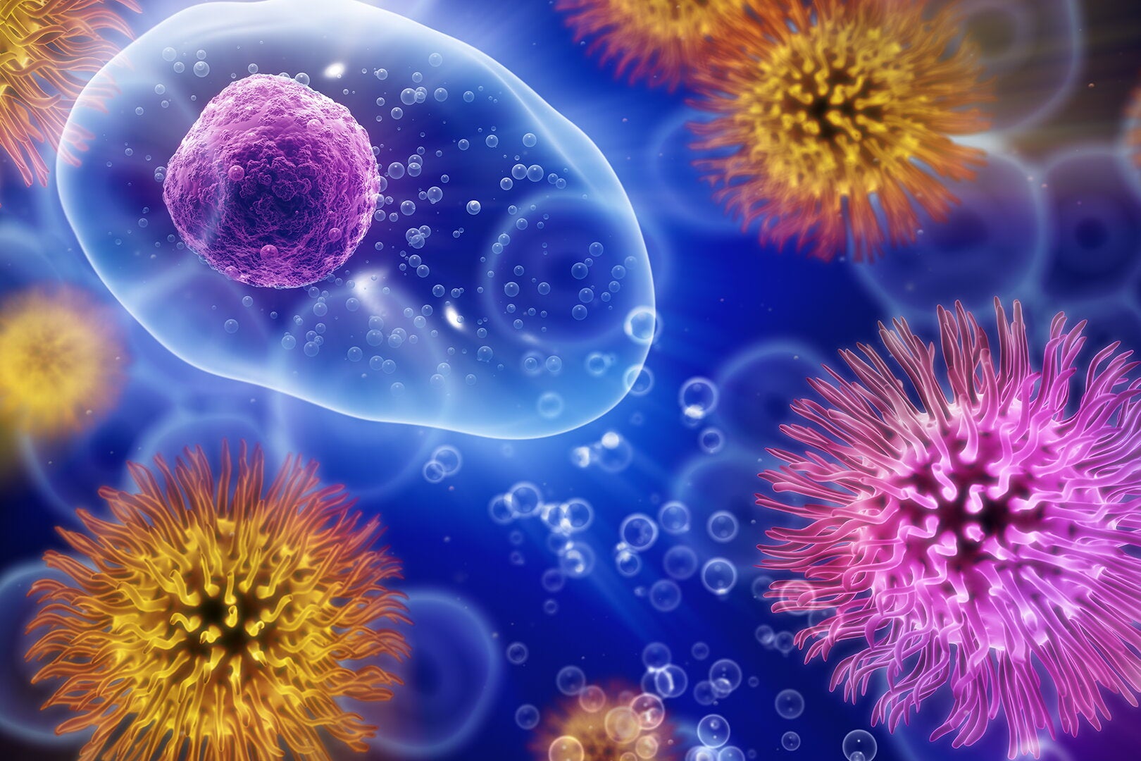 Illustrations of cells in an abstract picture