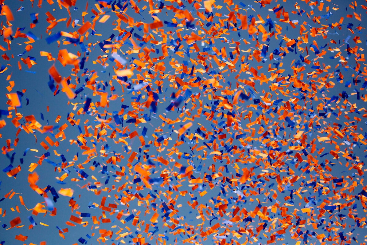 orange and blue confetti