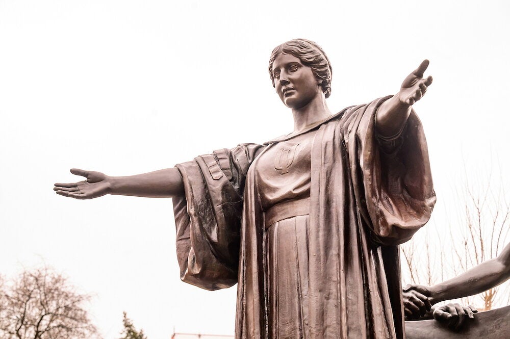 Alma mater with outstretched hands