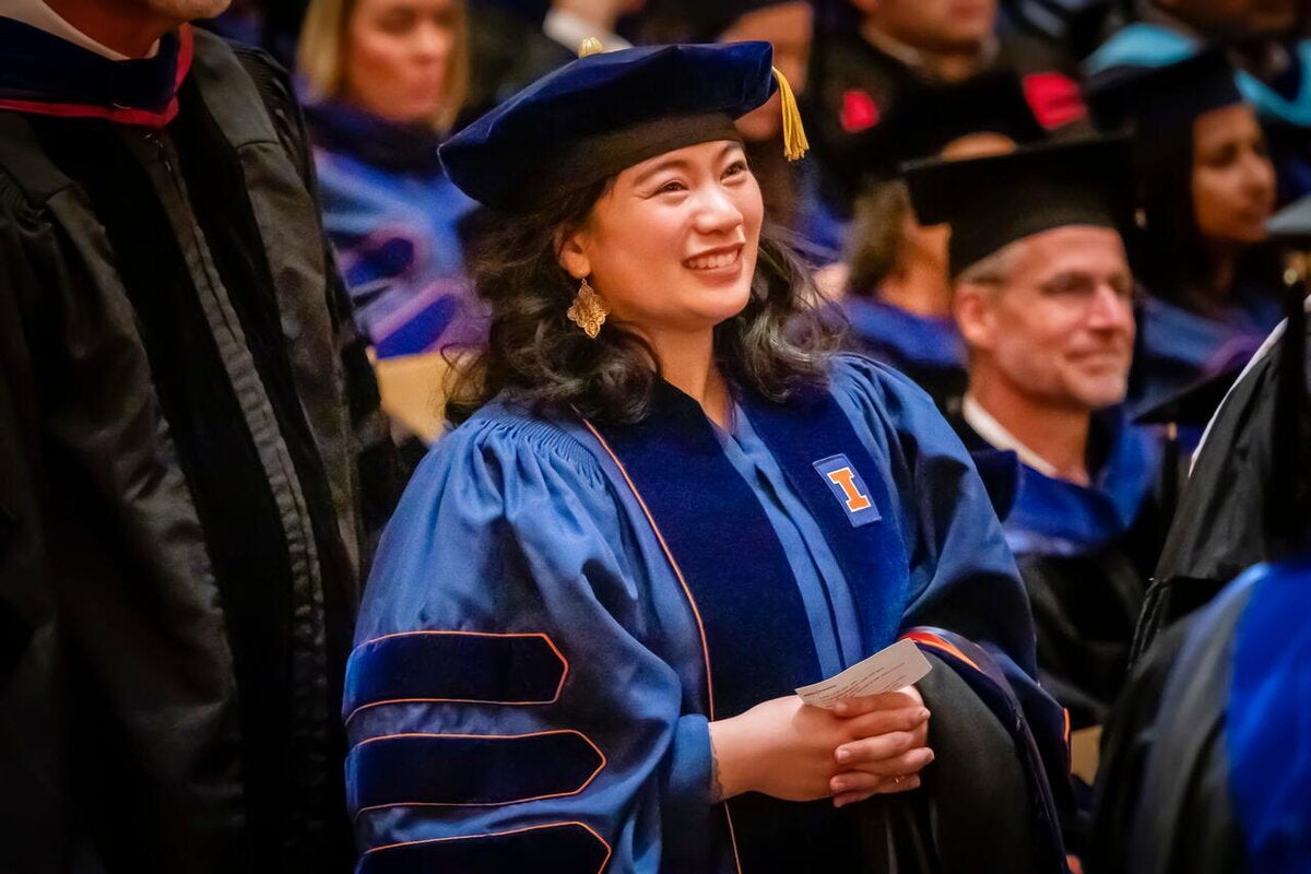 Photo of PhD student at graduation