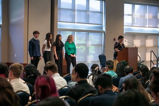 Students on stage