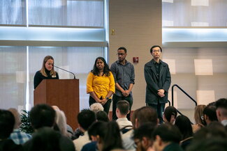 Students on stage