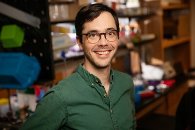 Virologist, Christopher Brooke, in his lab.
