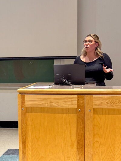 Student giving presentation 