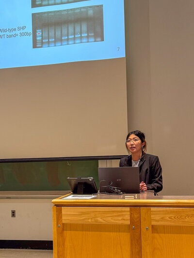 Student giving presentation 