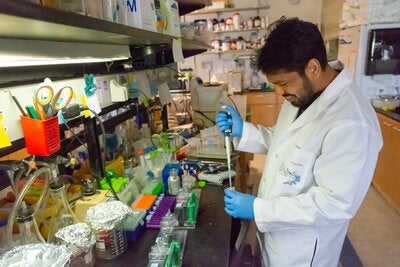 Pallob Barai conducting an experiment