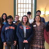 Undergraduate and graduate students participants and mentors with the Merit Program Professional Network Class gather at a year-end celebration in the Illini Union in December 2022.