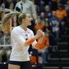 Diana Brown cheers on the volleyball court. 