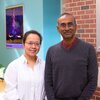 Biochemistry professor Hong Jin stands with Nobel laureate Venki Ramakrishnan in the atrium of Chemical and Life Sciences Laboratory