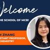 welcome graphic with headshot of Yan Zhang, assistant professor of biochemistry