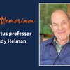 Graphic with headshot of Sandy Helman and the words In Memoriam