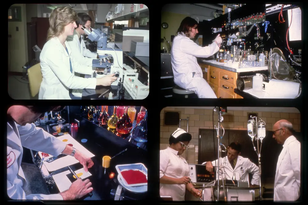 Four vintage photos of MCB scientists.