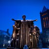 A canopy of winter snow blankets the campus at the University of Illinois Champaign-Urbana. Altgeld Hall. Alma Mater