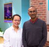 Biochemistry professor Hong Jin stands with Nobel laureate Venki Ramakrishnan in the atrium of Chemical and Life Sciences Laboratory