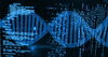 DNA illustration overlayed on computer code